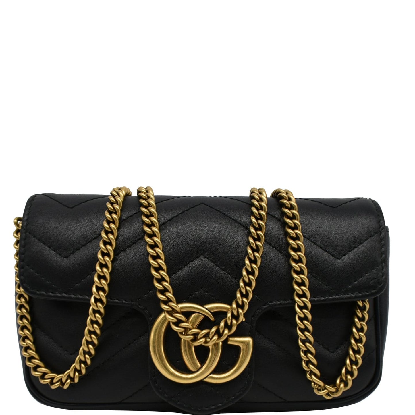 GUCCI GG Marmont Super Mini Leather Crossbody Bag Black 476433