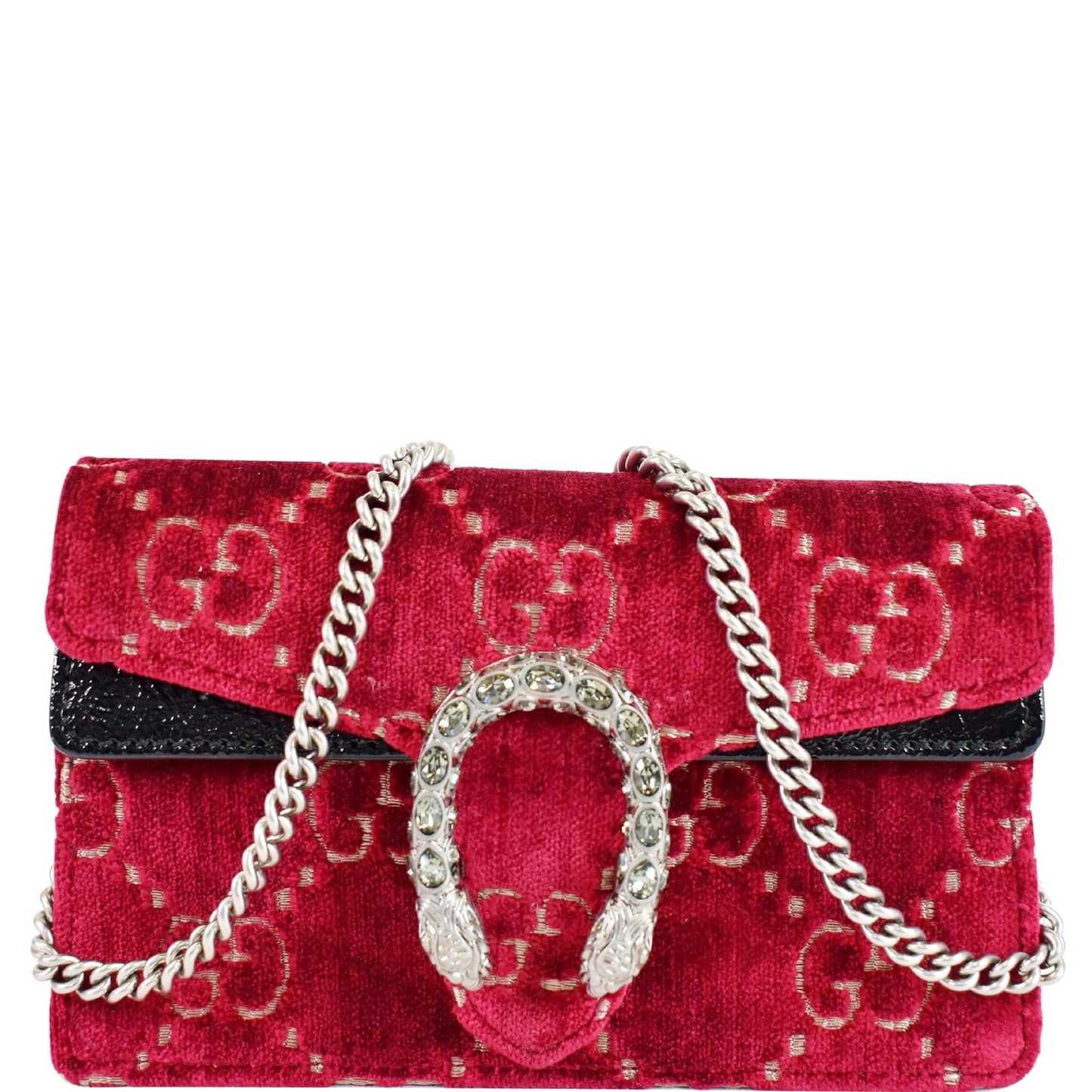 GUCCI Dionysus Super Mini GG Velvet Shoulder Bag Red 476432