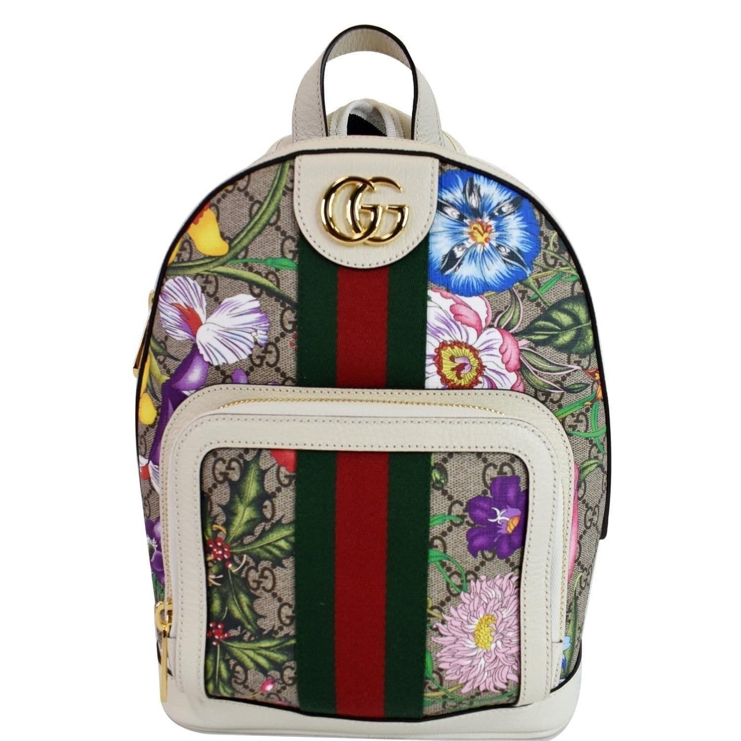 GUCCI Ophidia GG Flora Small Supreme Canvas Backpack Bag Beige 547965