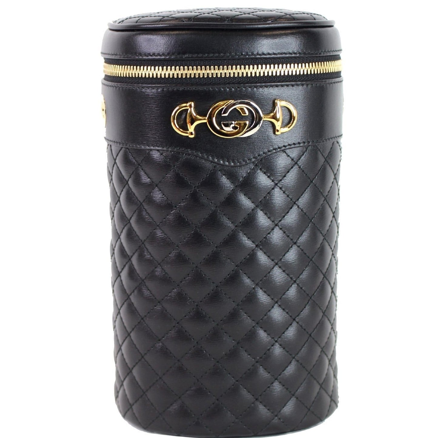 GUCCI Trapuntta Calfskin Leather Belt Crossbody Bag Black 572298