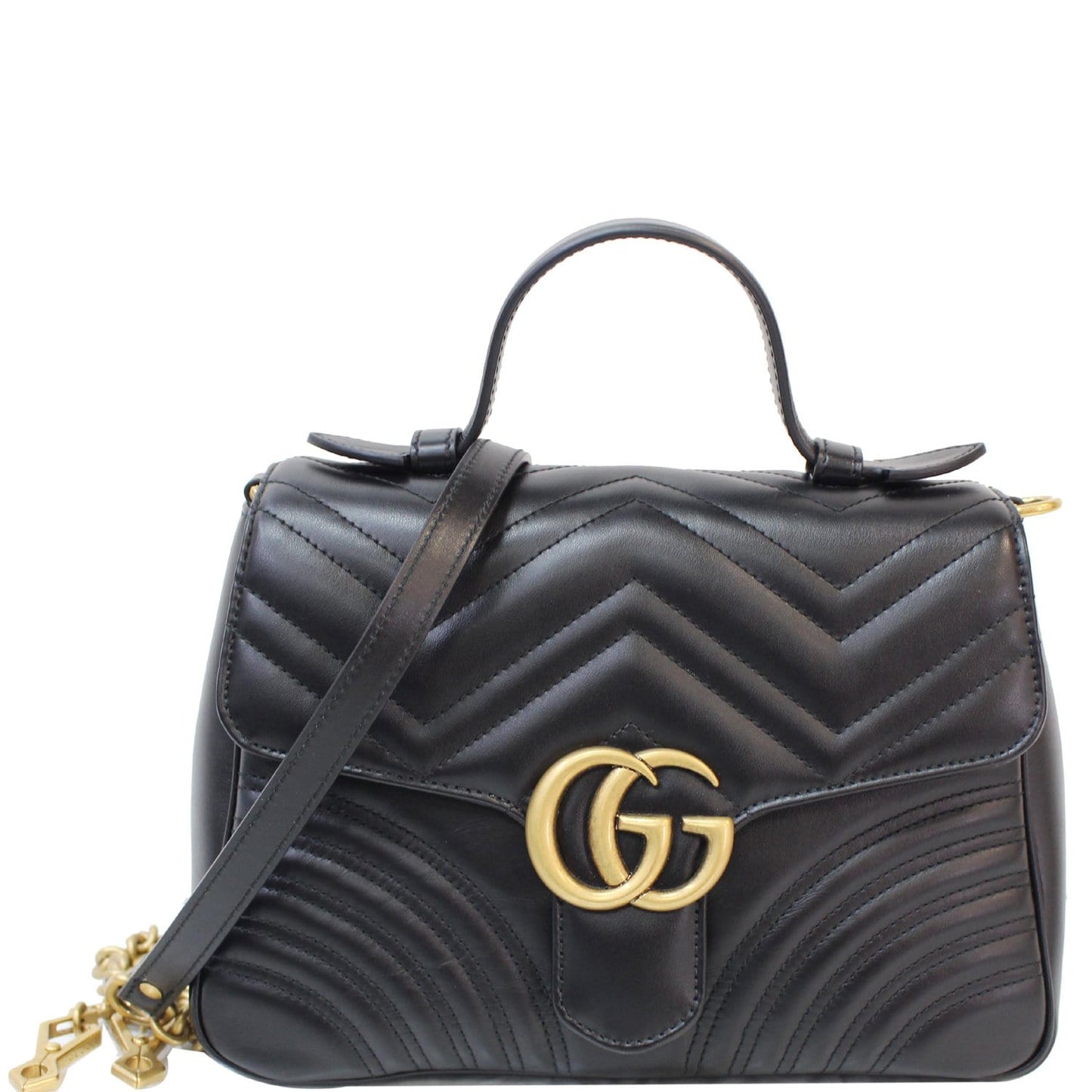 GUCCI GG Marmont Small Top Handle Shoulder Bag Black 498110