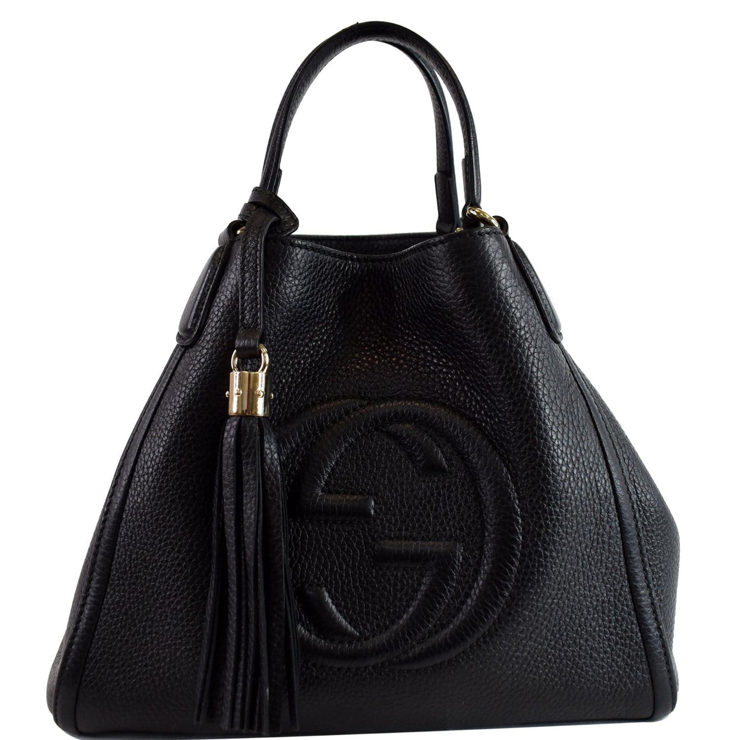 GUCCI Soho Small Pebbled Leather Shoulder Bag Black 336751