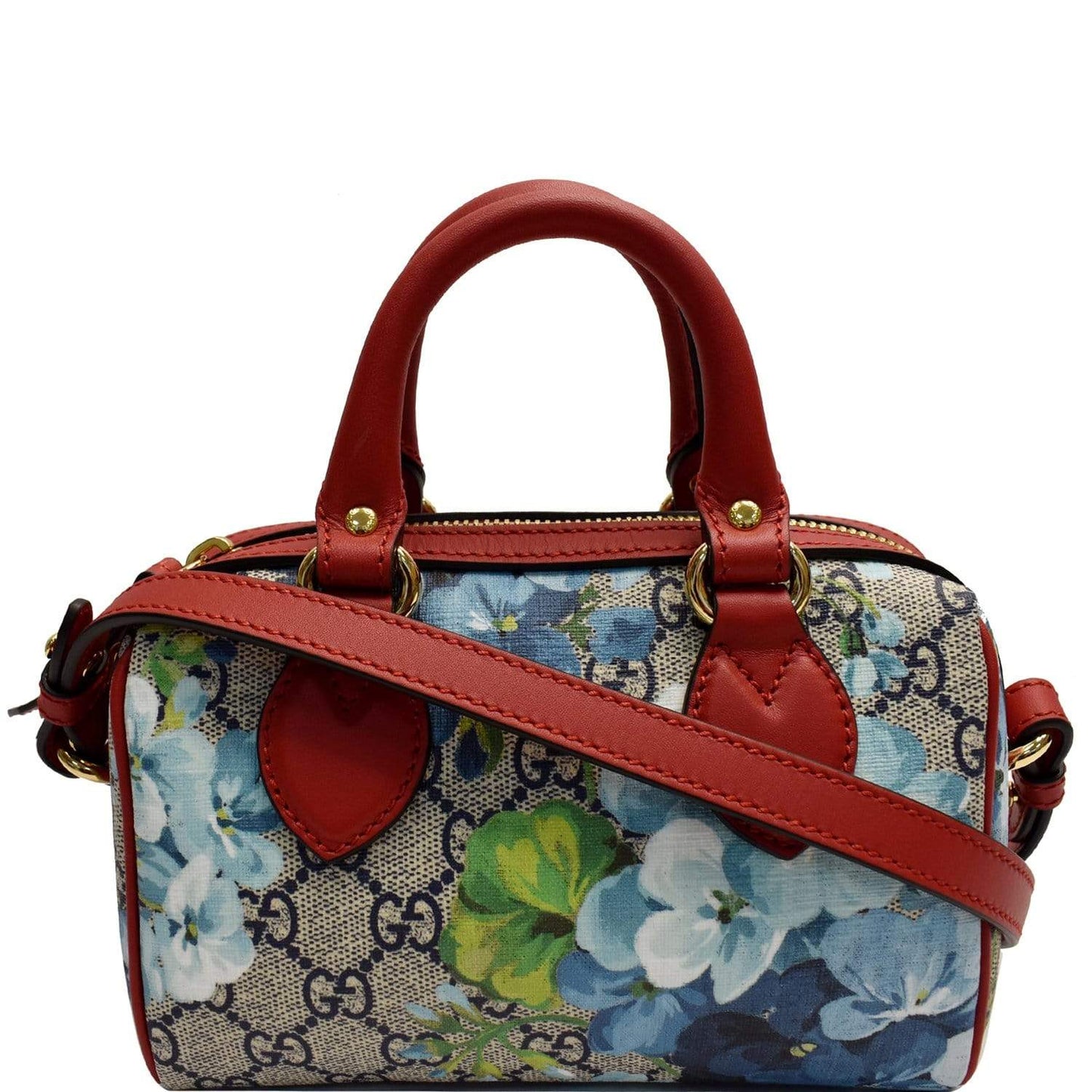 GUCCI Mini Blooms GG Supreme Canvas Top Handle Crossbody Bag Red 546312