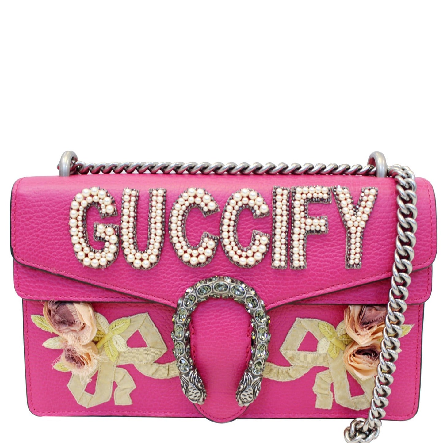 Gucci Dionysus Small Guccify Grained Leather Shoulder Bag Pink - 20% OFF