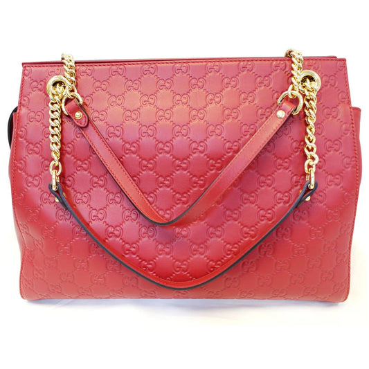 GUCCI Guccissima Leather Soft Signature Shoulder Bag Red