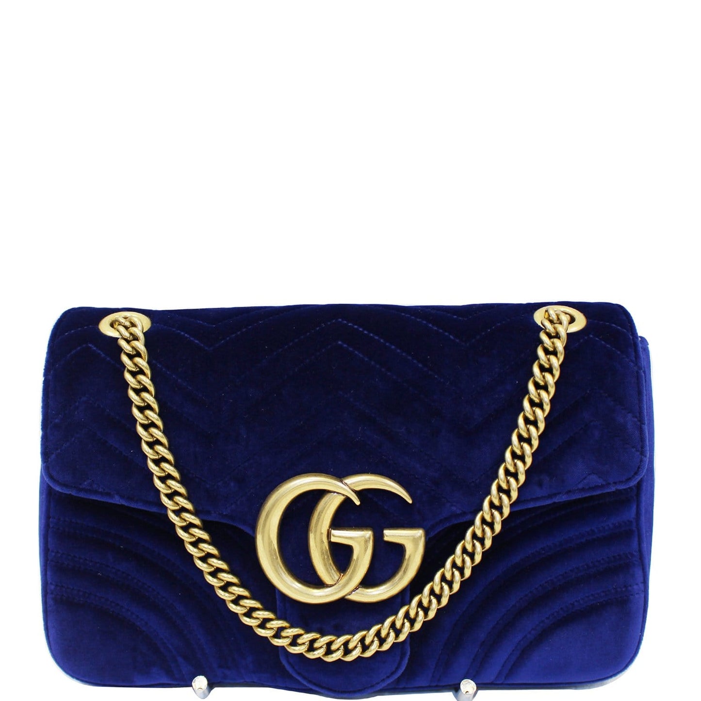 GUCCI GG Marmont Velvet Medium Shoulder Bag Blue 443496