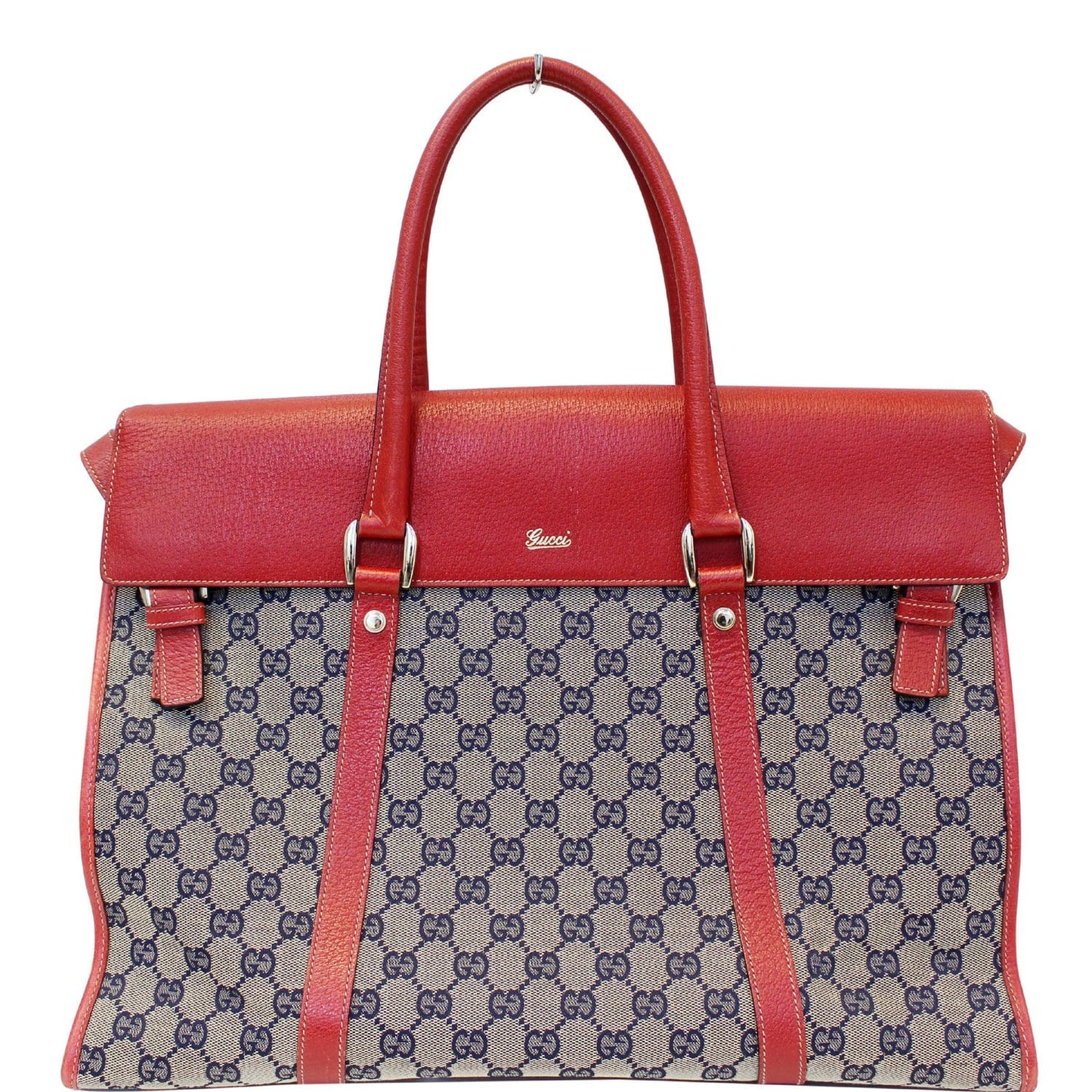 GUCCI GG Monogram Canvas Work Tote Bag Navy/Red
