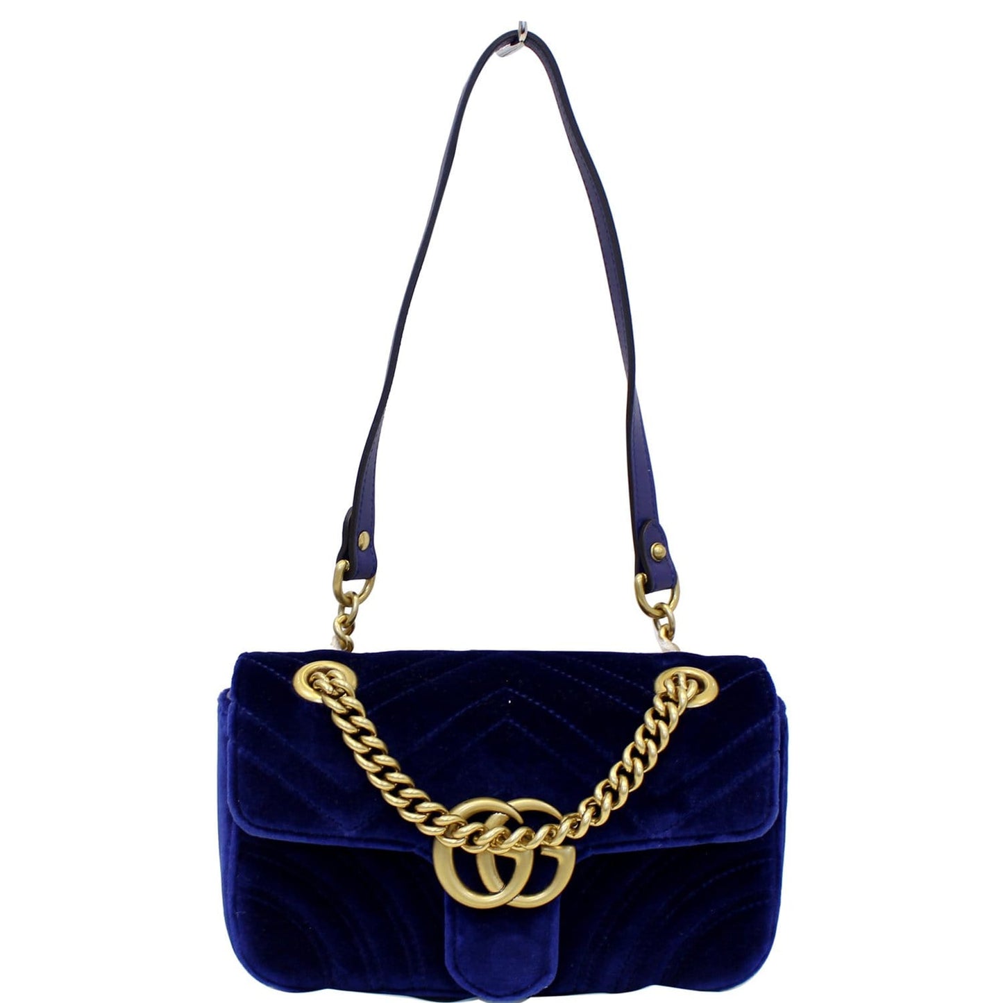 GUCCI GG Marmont Velvet Mini Shoulder Crossbody Bag Blue