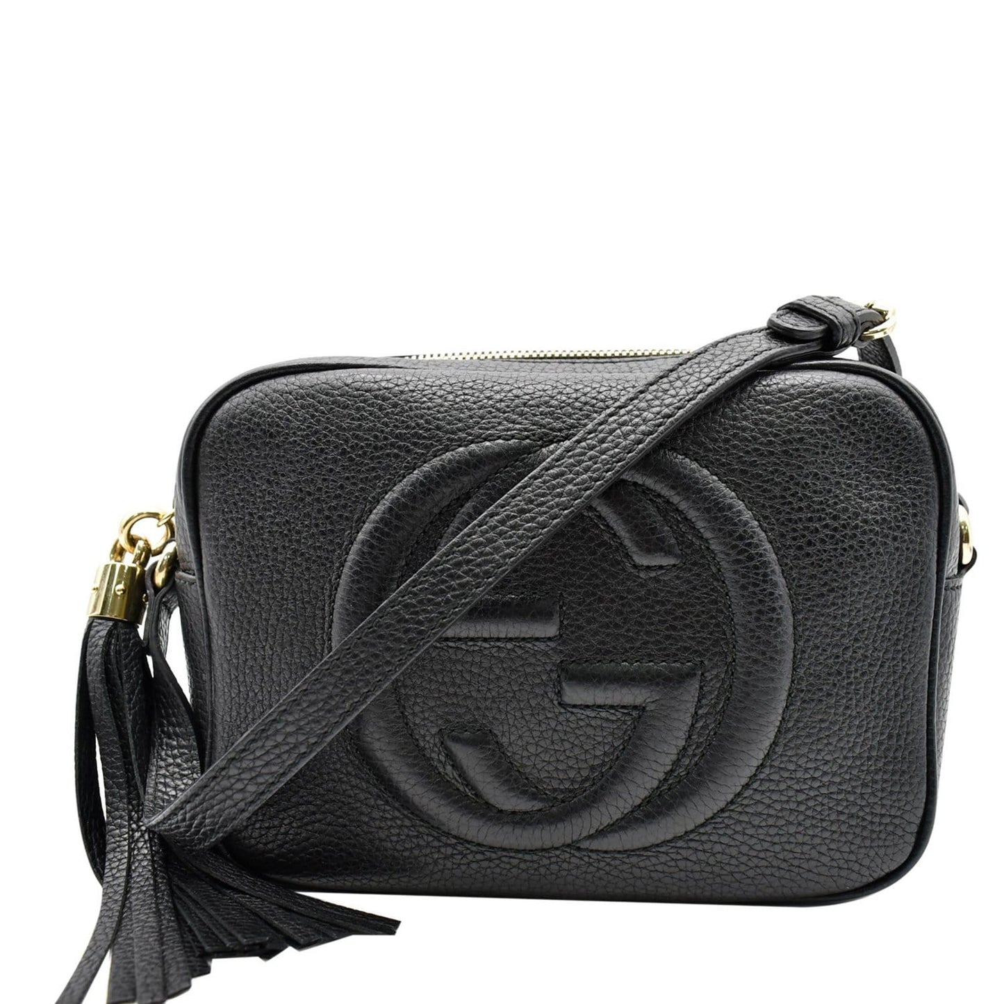 GUCCI Soho Disco Small Pebbled Leather Crossbody Bag Black 308364