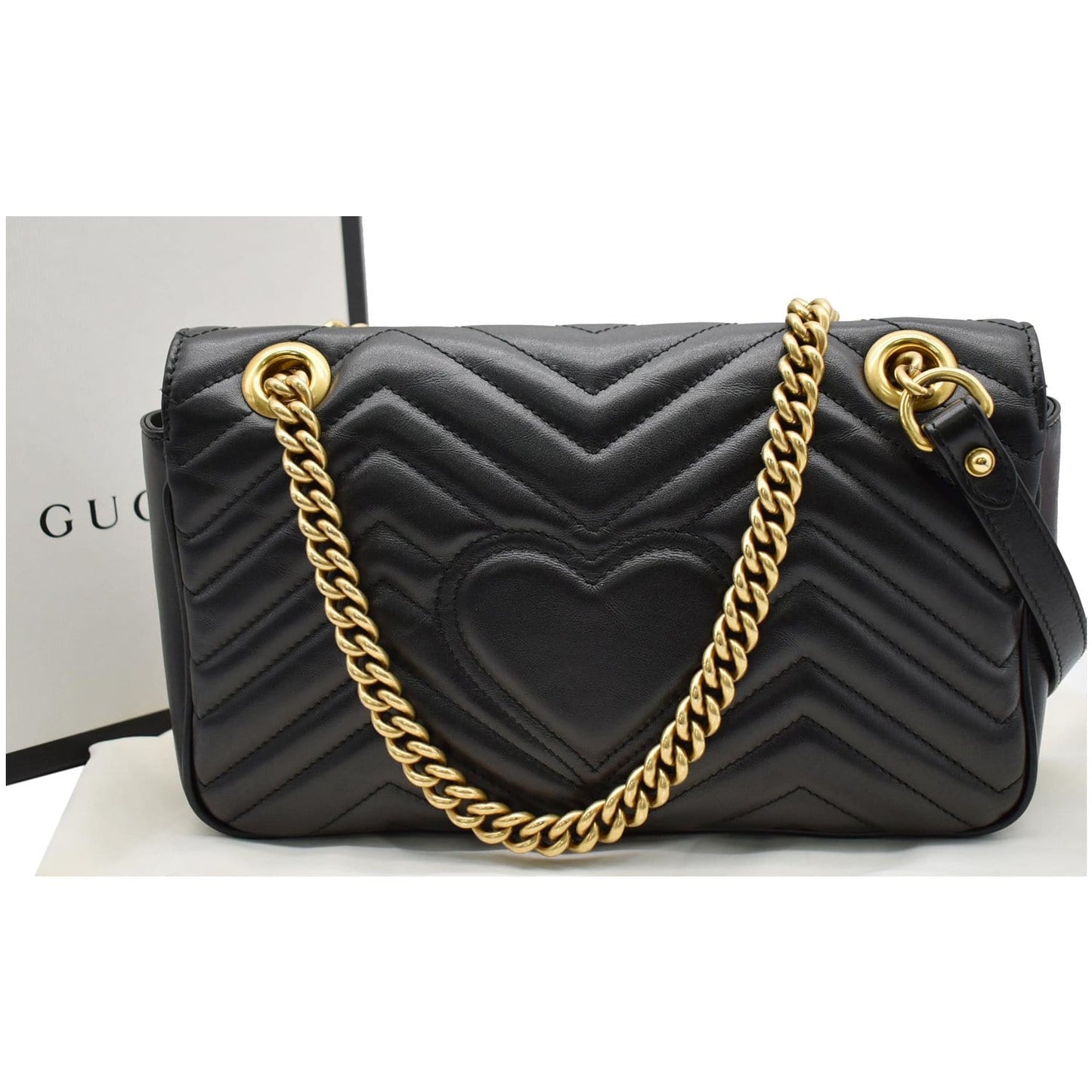 GUCCI GG Marmont Small Matelasse Leather Crossbody Bag Black 443497