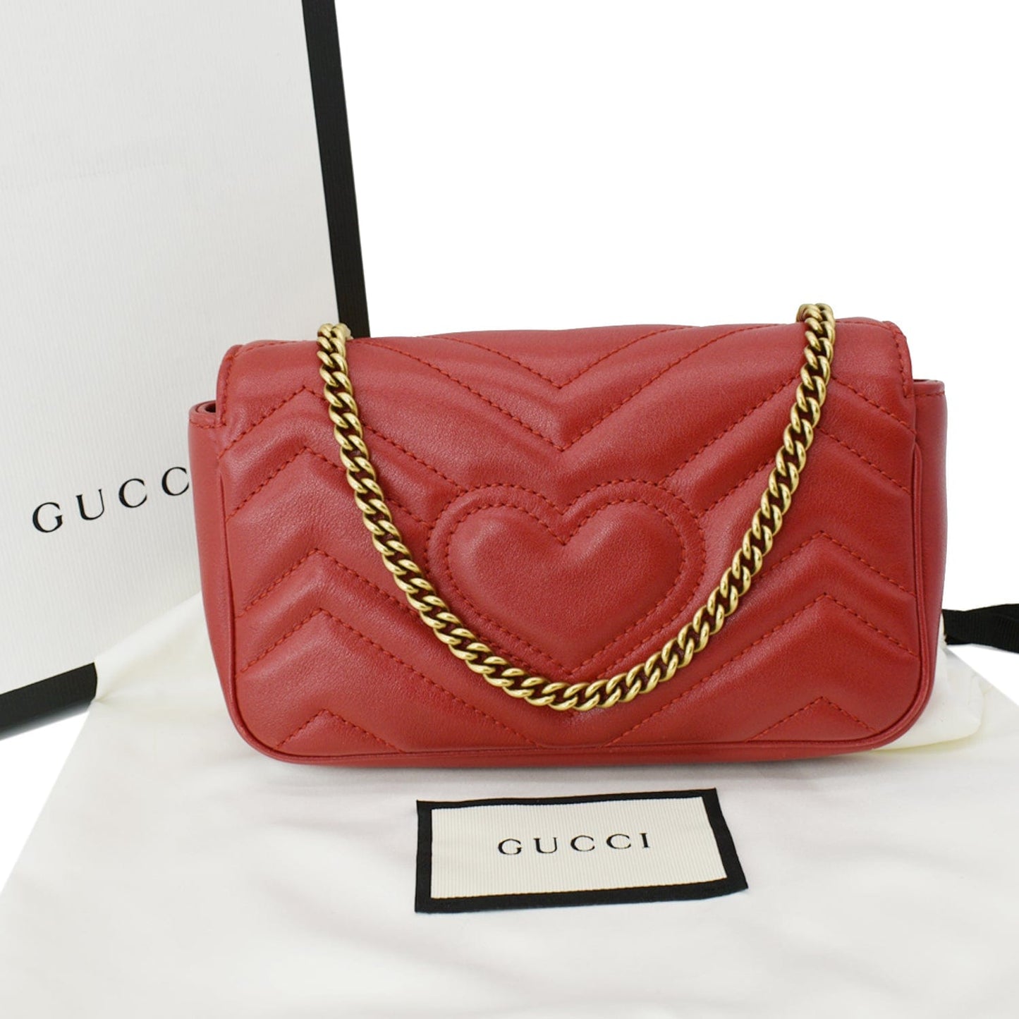 GUCCI GG Marmont Super Mini Leather Crossbody Bag Red 476433