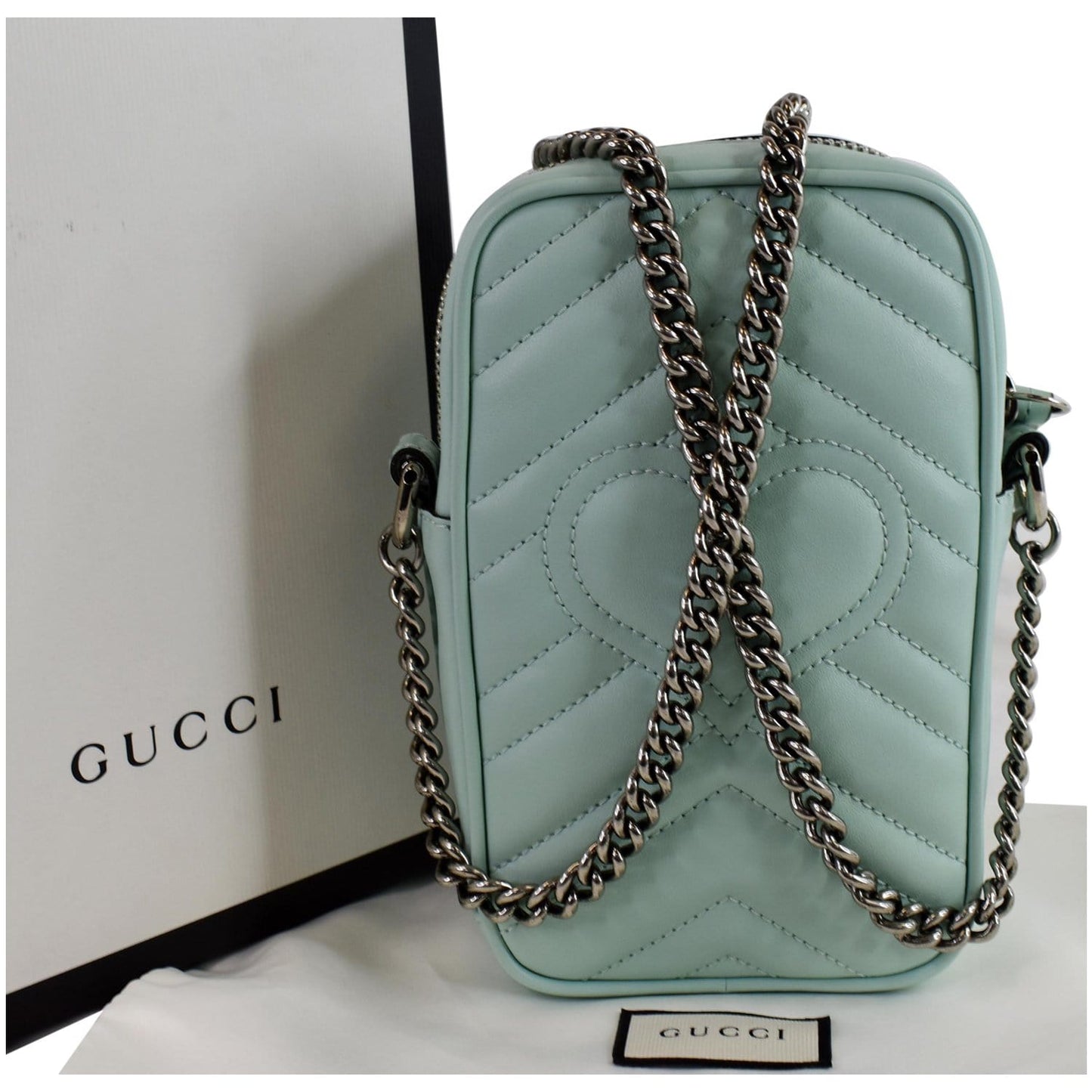 GUCCI GG Marmont Mini Matelasse Leather Corssbody Bag Mint 598597
