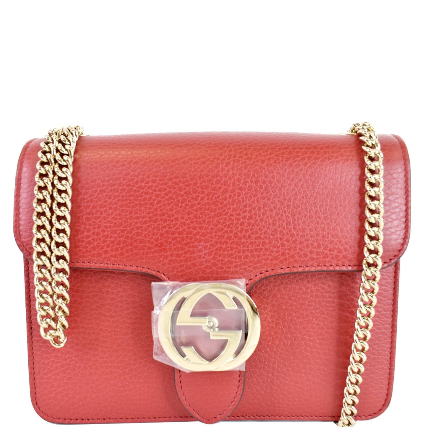 GUCCI Interlocking GG Leather Crossbody Bag Red 510304
