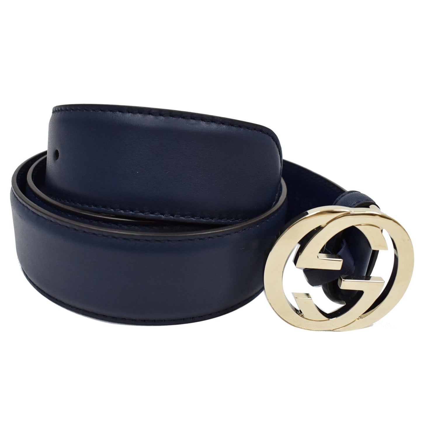 GUCCI GG Reversible Leather Belt Blue/Black 546386 Size 90.36
