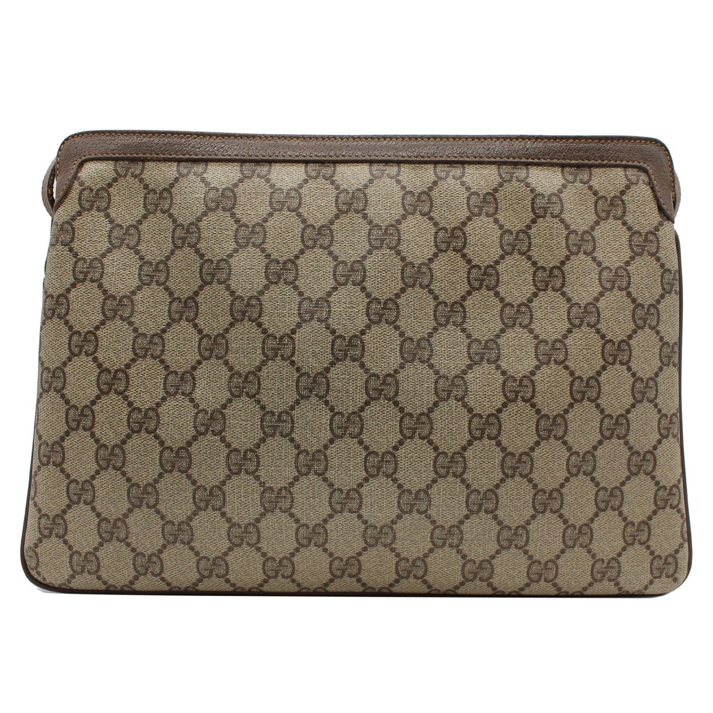 GUCCI Vintage Web Detail GG Canvas Shoulder Bag Beige