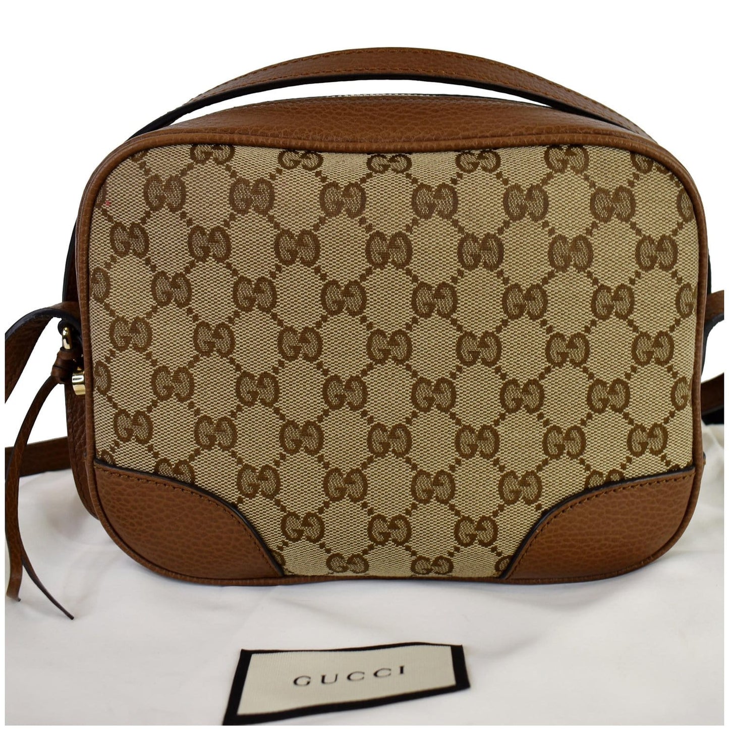GUCCI Bree GG Canvas Leather Crossbody Bag Beige 449413