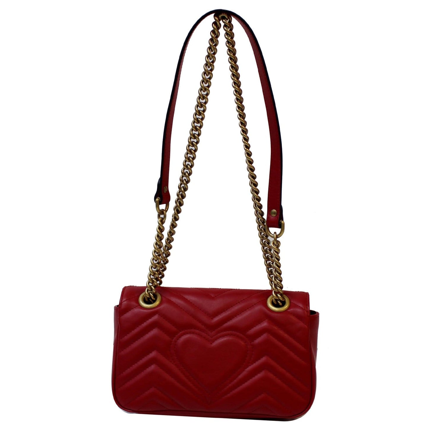 GUCCI GG Marmont Mini Leather Shoulder Crossbody Bag Red 446744