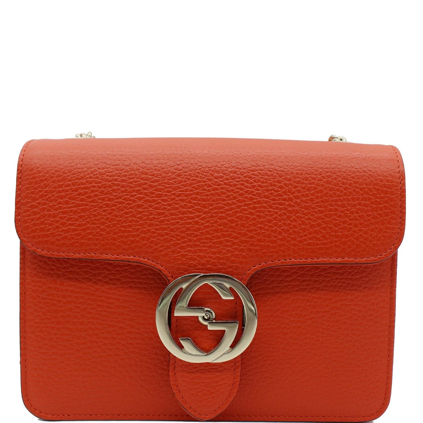 GUCCI Interlocking GG Leather Crossbody Bag Orange