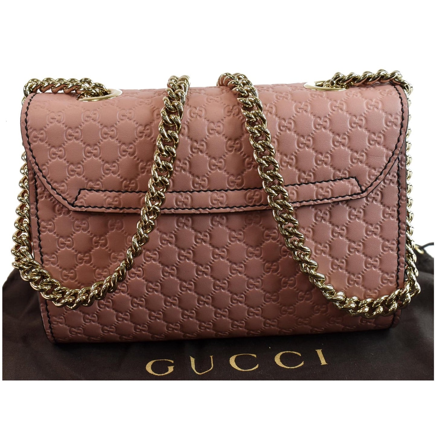 GUCCI Emily Mini Micro GG Guccissima Leather Shoulder Bag Pink 449636