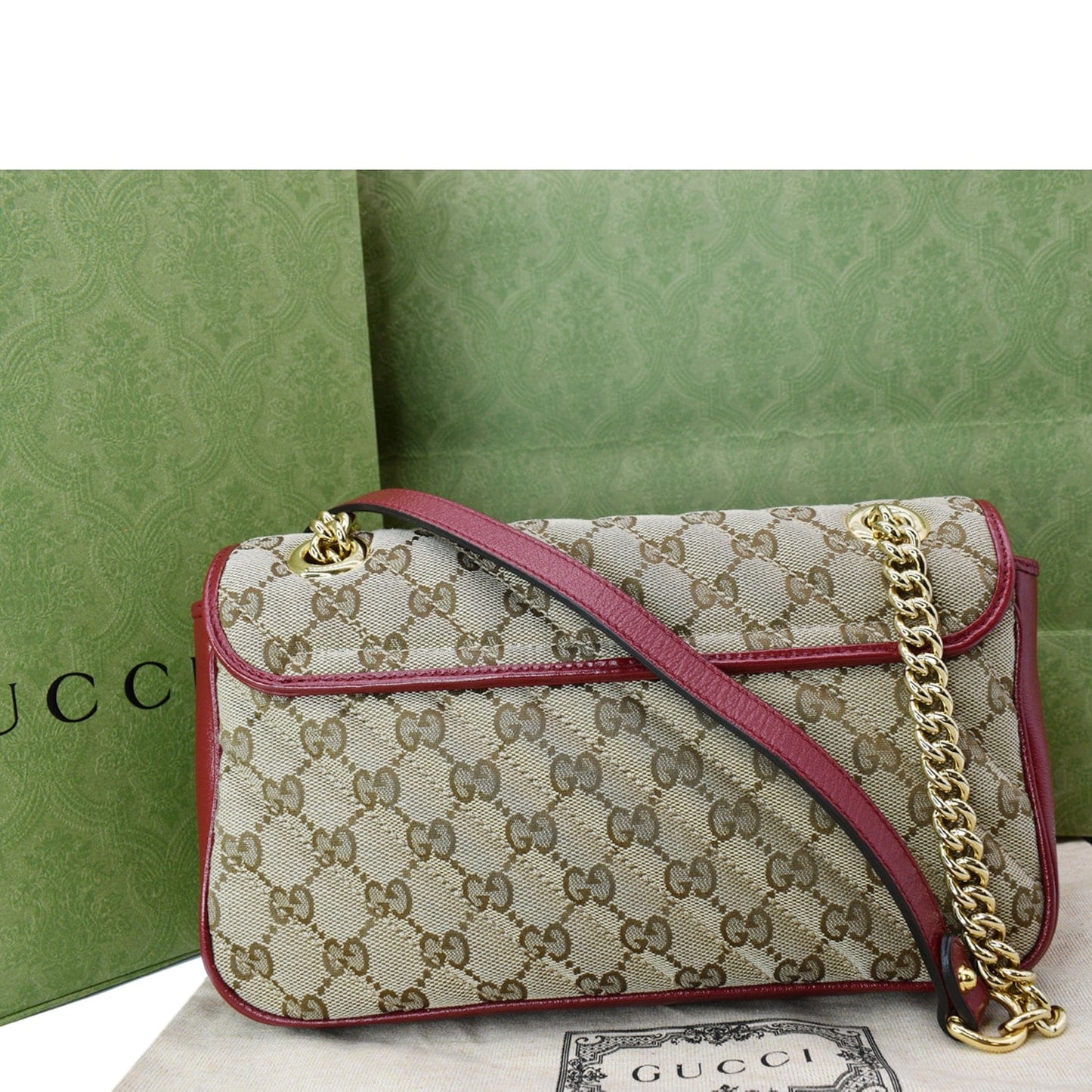 GUCCI GG Marmont Small Matelasse Canvas Shoulder Bag Beige 443497