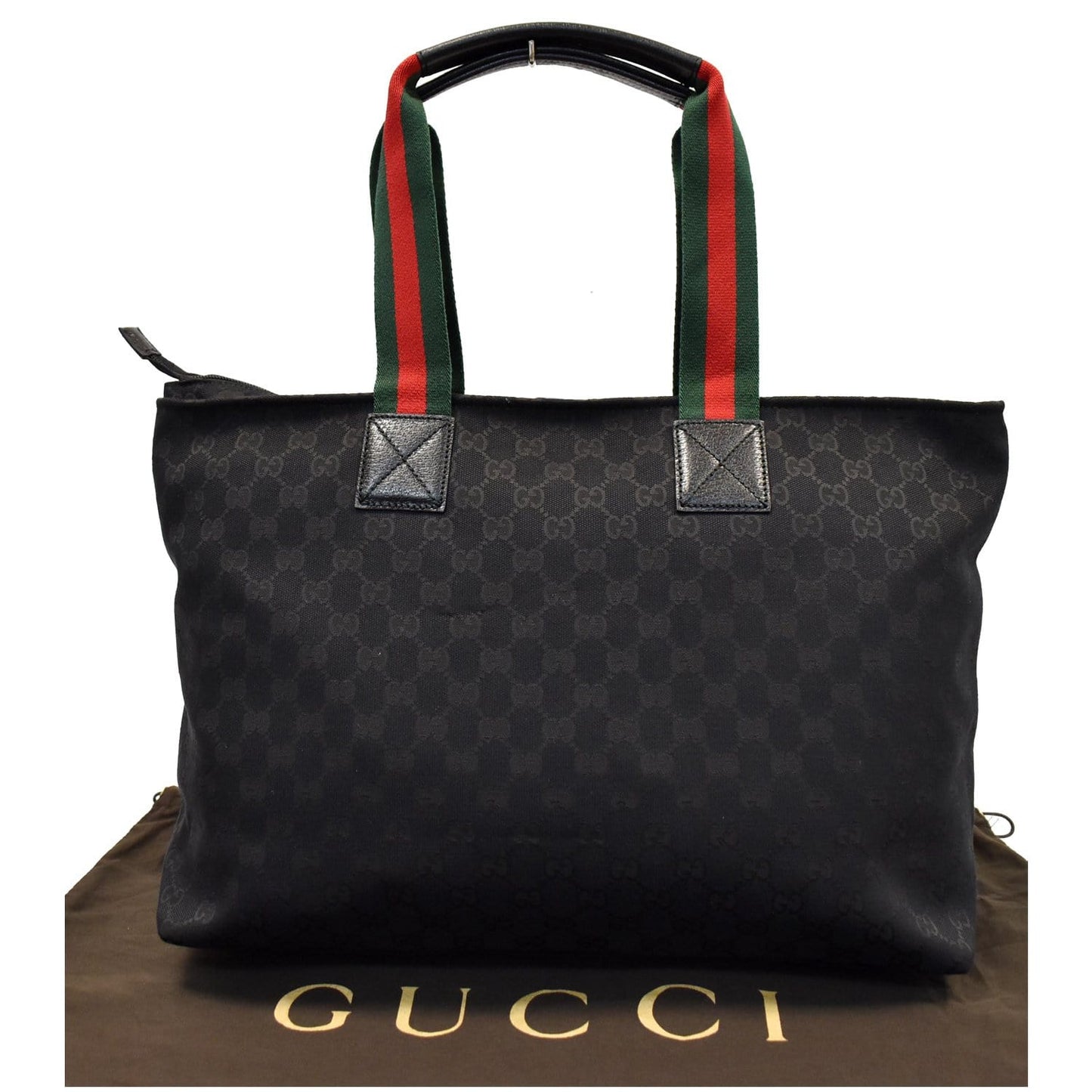 GUCCI GG Monogram Web Large Diaper Tote Bag Black