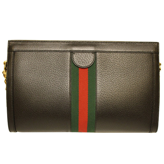 GUCCI Ophidia GG Medium Leather Shoulder Bag Black 503876