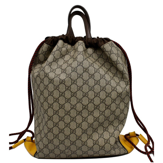GUCCI Neo Vintage Drawstring GG Supreme Canvas Backpack Bag Beige 473872