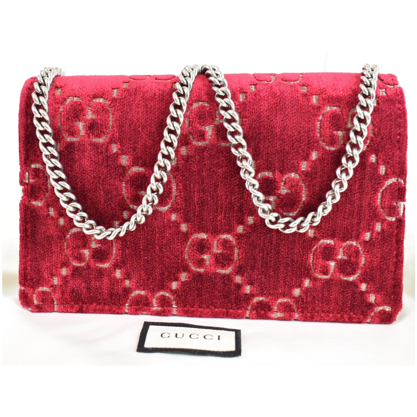 GUCCI Dionysus Super Mini GG Velvet Shoulder Bag Red 476432