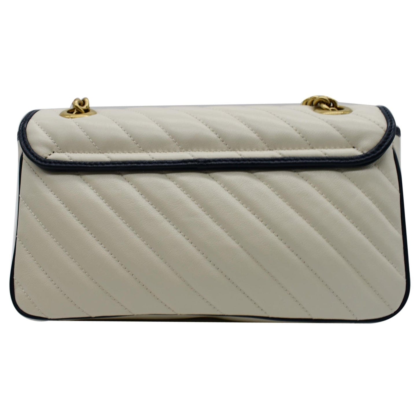 GUCCI Torchon GG Marmont Small Calfskin Matelasse Shoulder Bag White