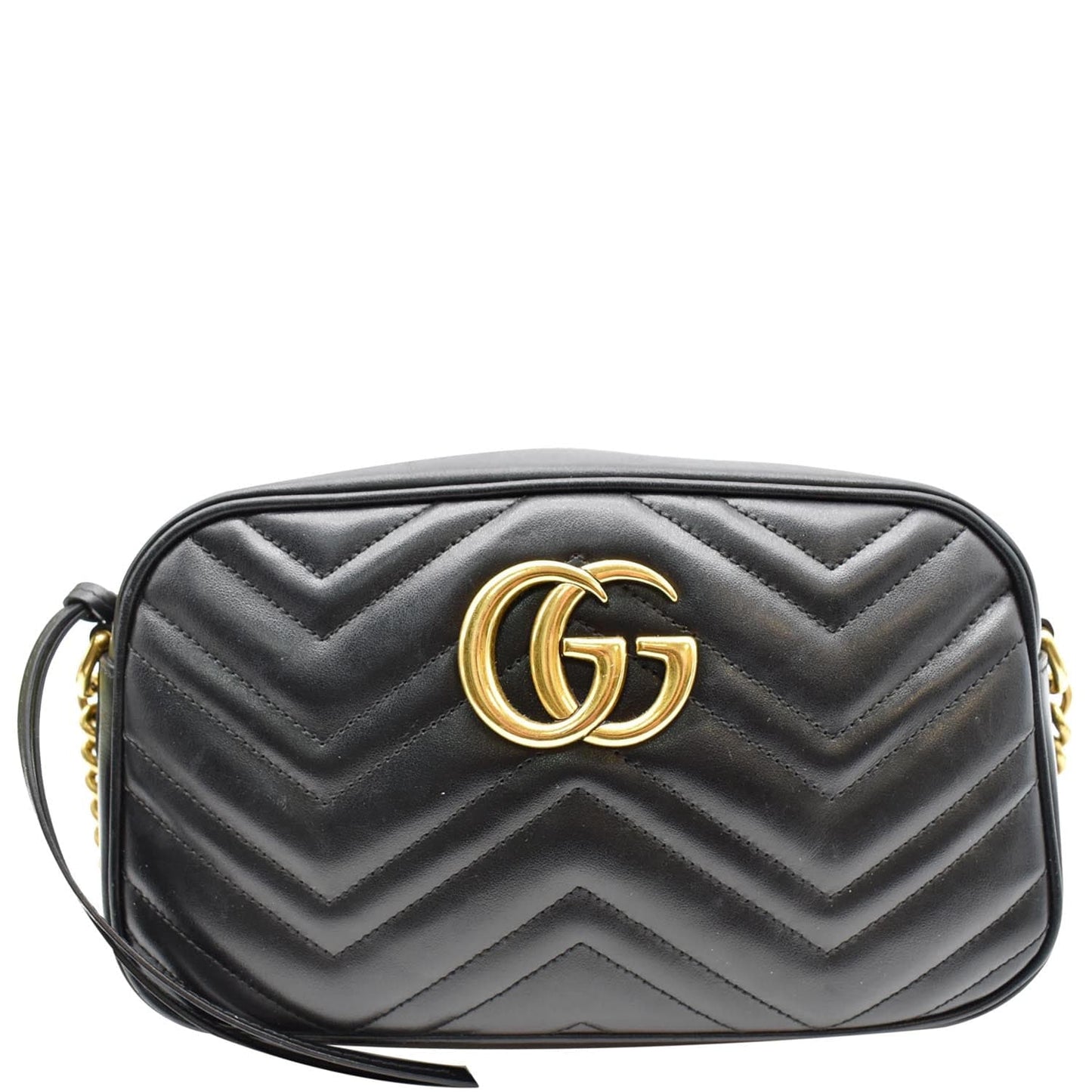 GUCCI GG Marmont Matelasse Small Leather Crossbody Bag Black