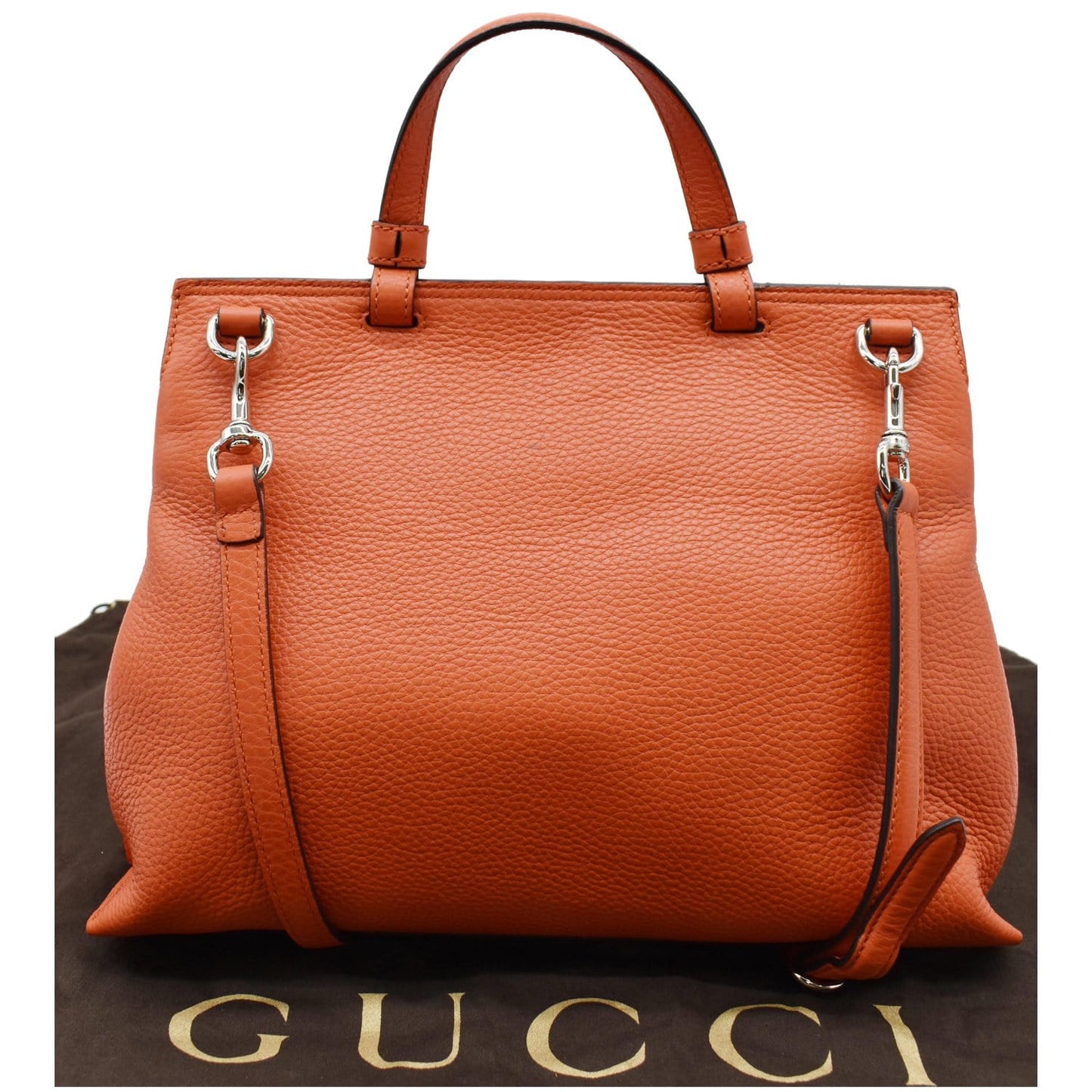 GUCCI Bamboo Daily Medium Leather Shoulder Bag Orange 392013