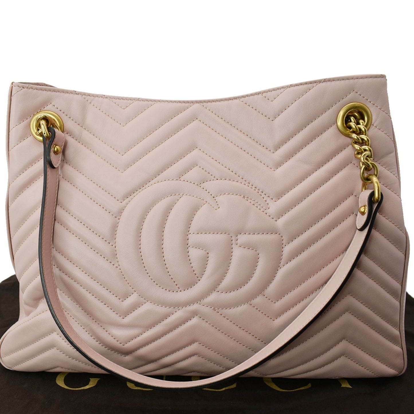 GUCCI GG Marmont Medium Metelasse Quilted Leather Shoulder Bag Nude 453569 - Hot Deals