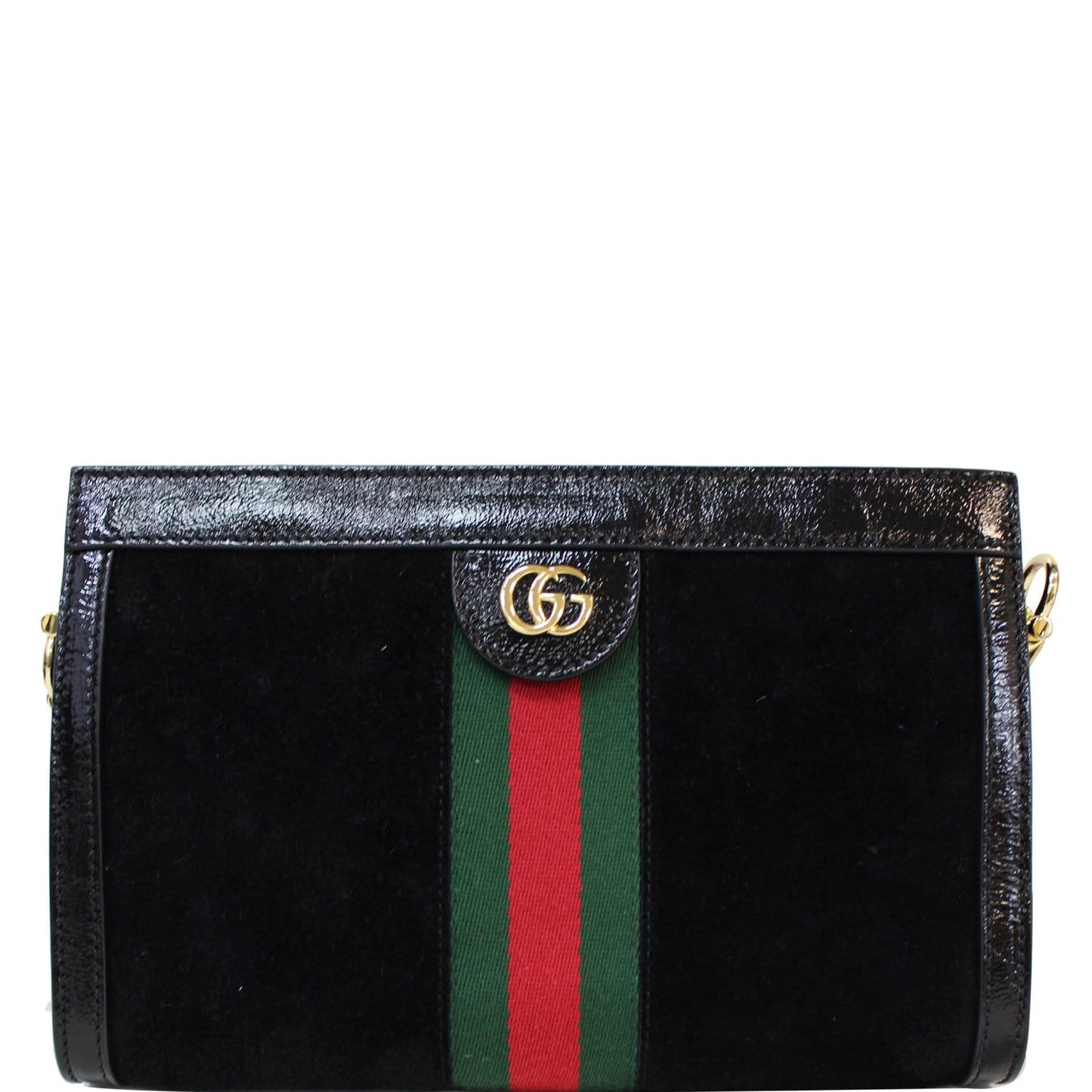 GUCCI Ophidia GG Small Web Suede Leather Shoulder Bag Black 503877