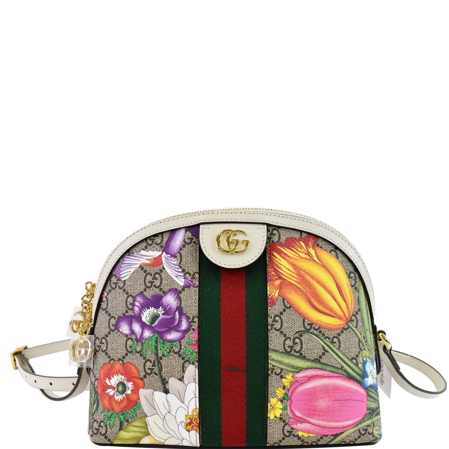 GUCCI Ophidia Flora Small Supreme Canvas Shoulder Bag Beige 499621