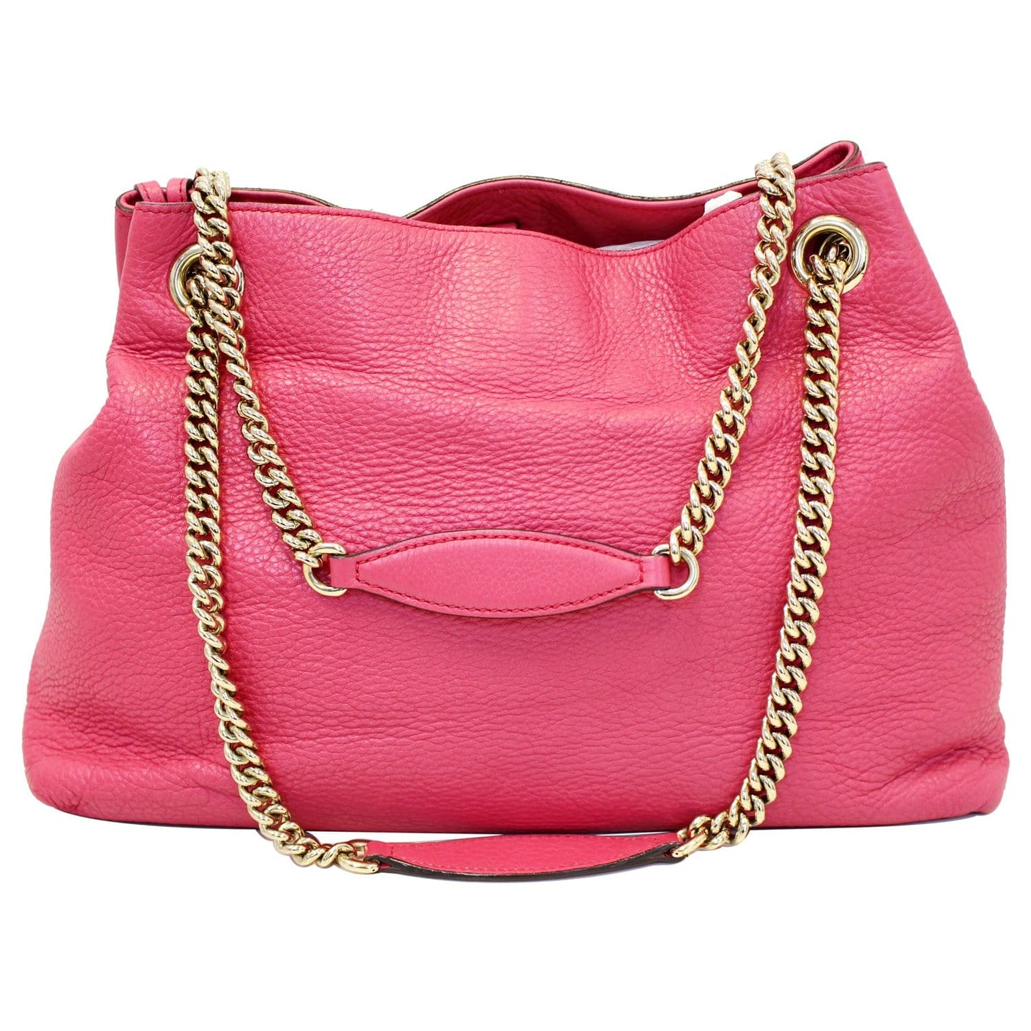 GUCCI Soho Pebbled Leather Chain Shoulder Bag Pink