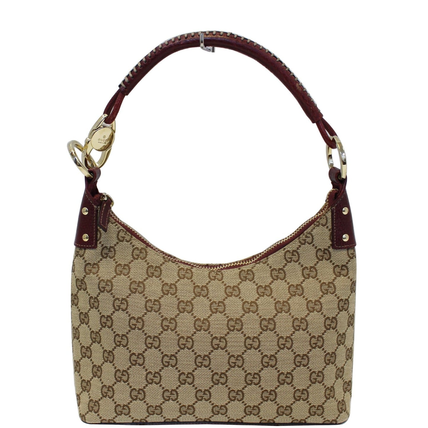 GUCCI GG Canvas Classic Ring Tote Shoulder Bag Beige