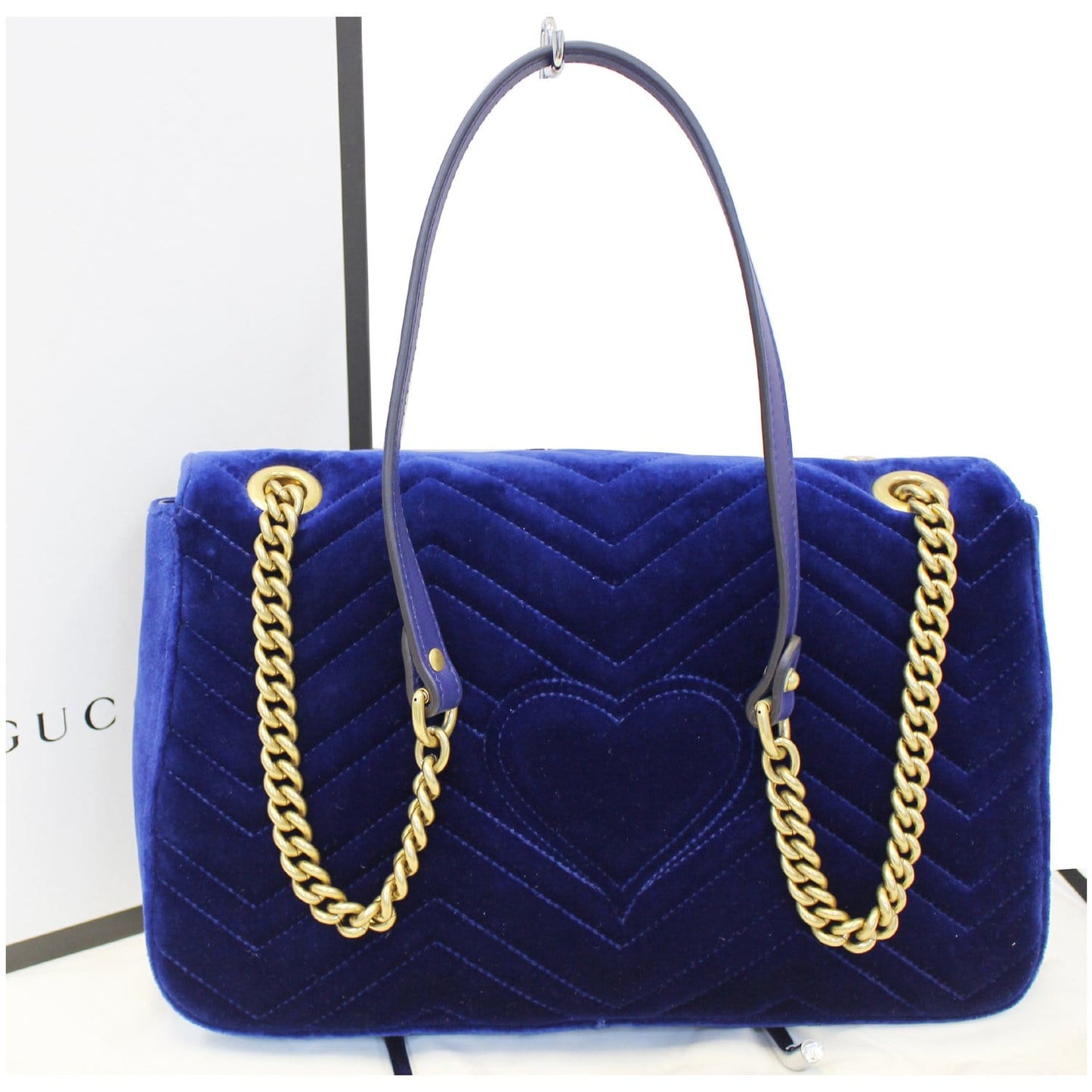 GUCCI GG Marmont Velvet Medium Shoulder Bag Blue 443496