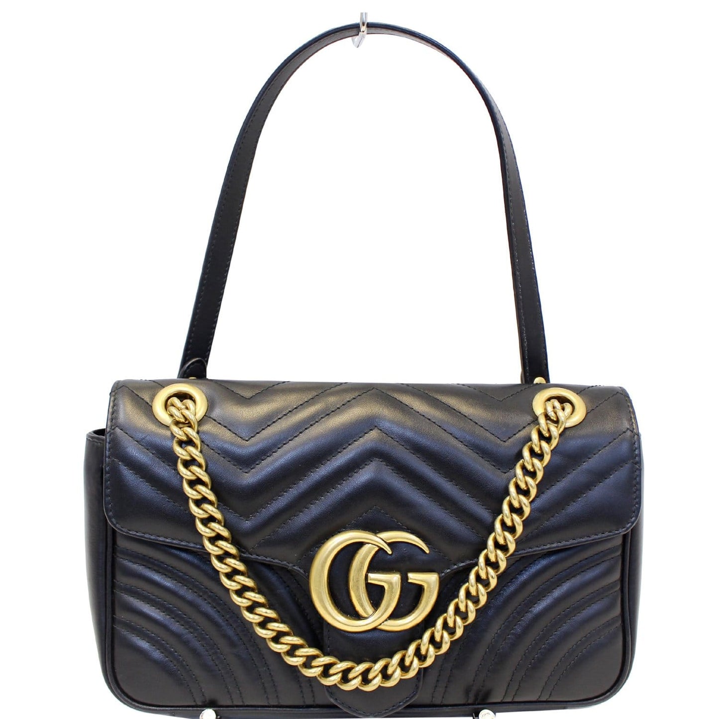 GUCCI GG Marmont Small Matelasse Leather Crossbody Bag Black