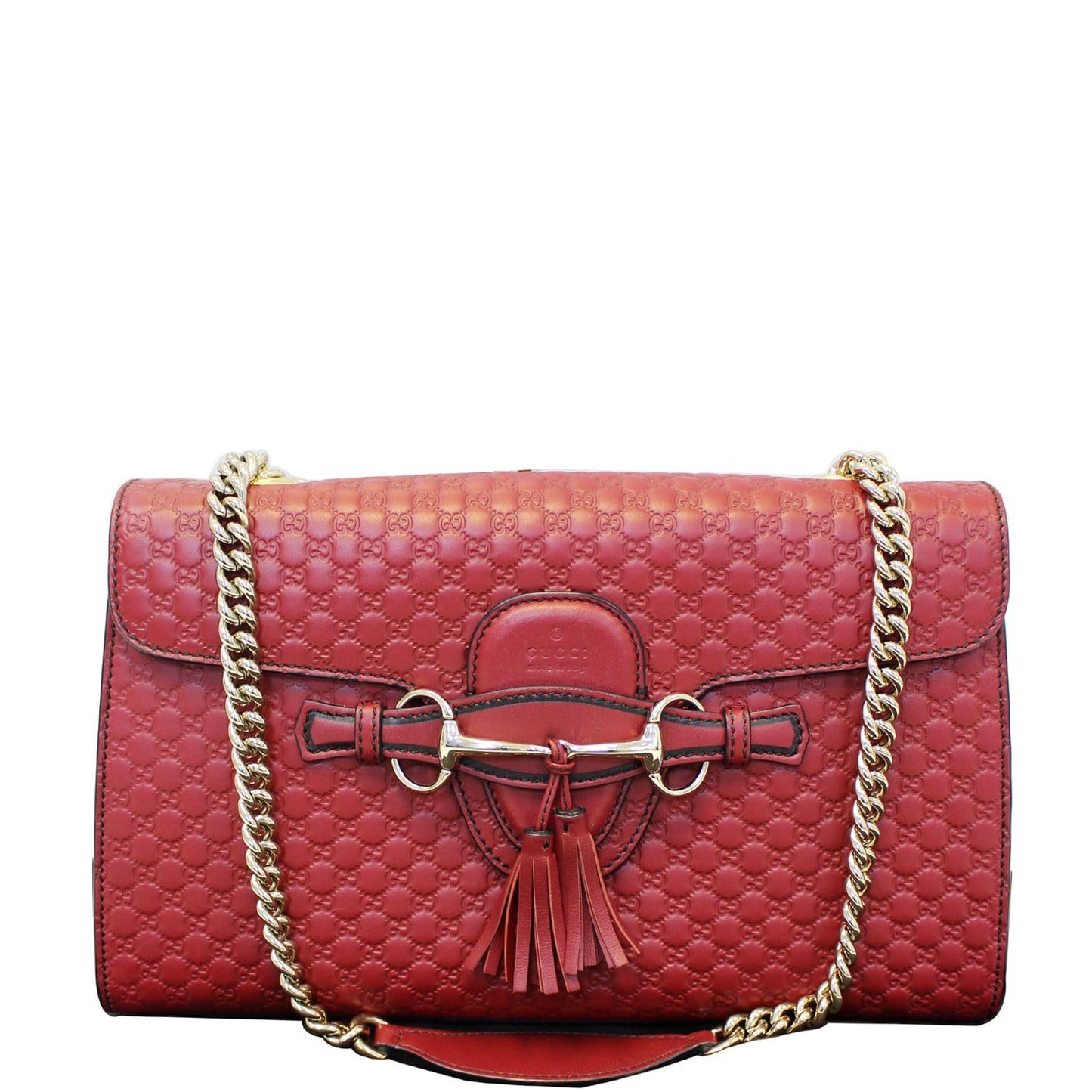 GUCCI Micro Emily GG Guccissima Leather Shoulder Bag 449635 Red