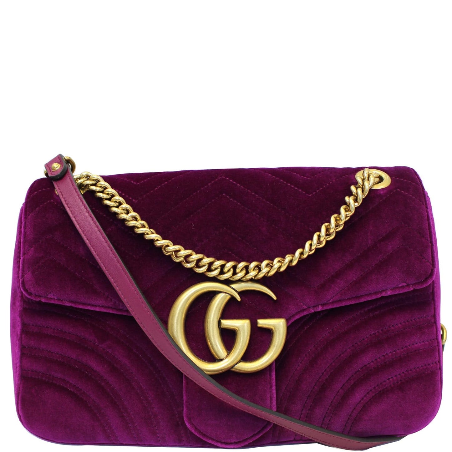 GUCCI GG Marmont Velvet Medium Shoulder Bag Purple 443496
