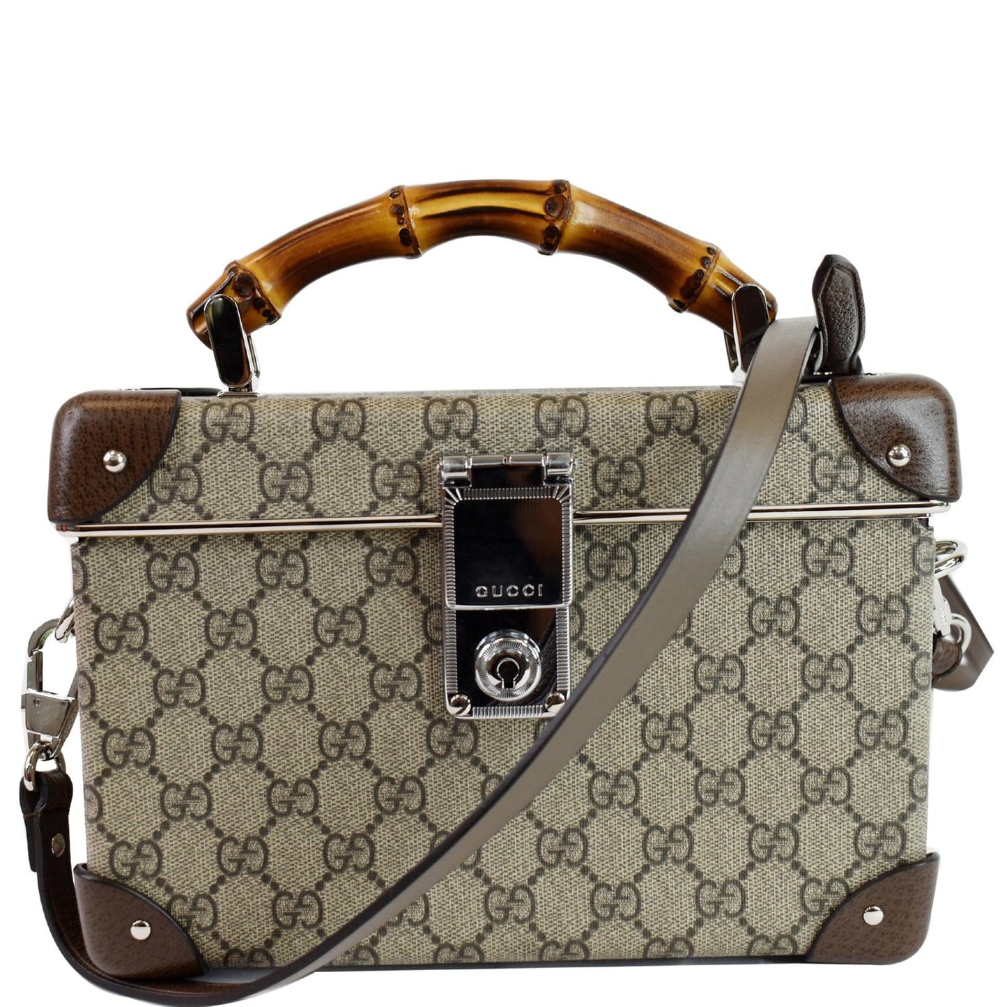 GUCCI Globe-Trotter GG Beauty Case Bamboo Shoulder Bag Beige 588351