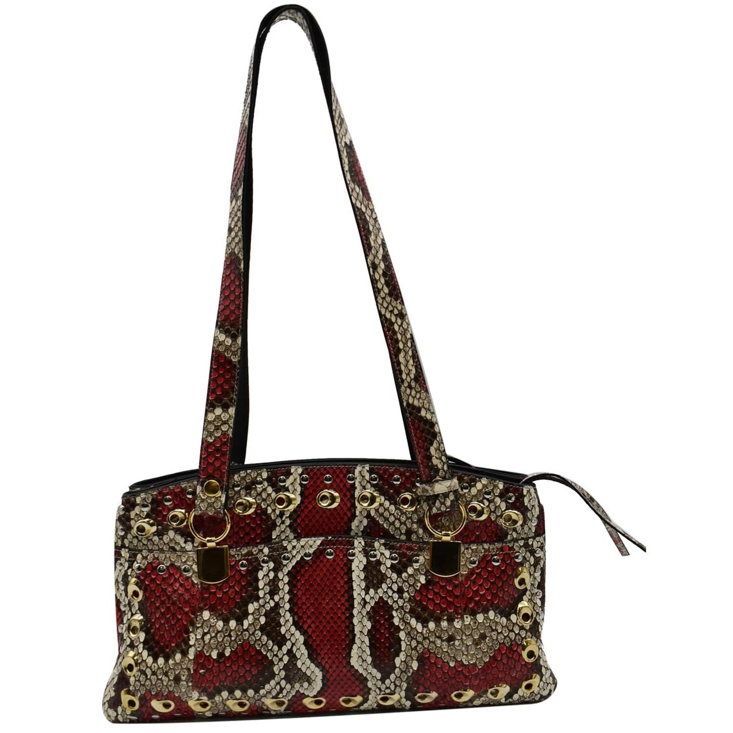 GUCCI Large Arli Snakeskin Leather Top Handle Shoulder Bag Multicolor 550130