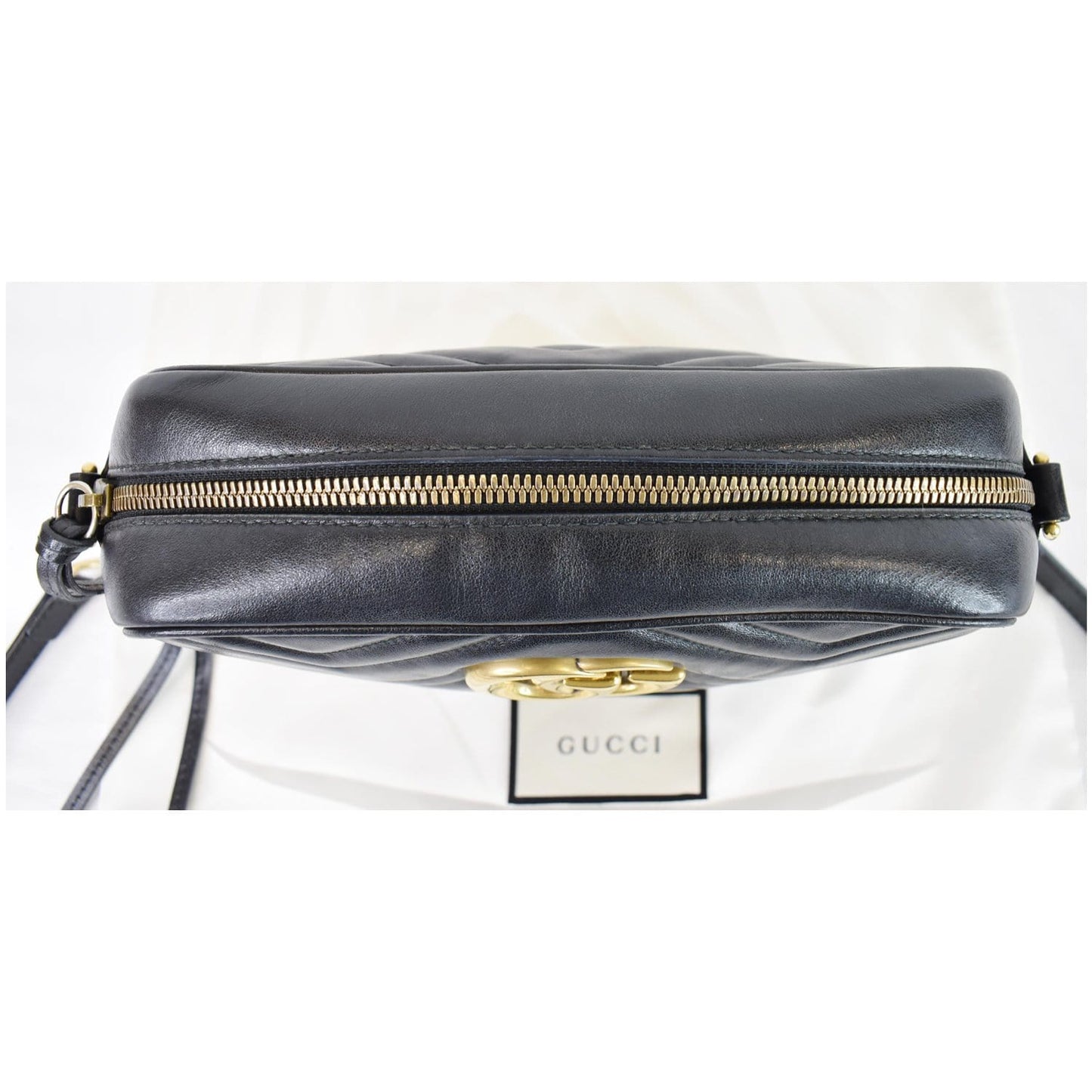 GUCCI GG Marmont Matelasse Small Leather Crossbody Bag Black