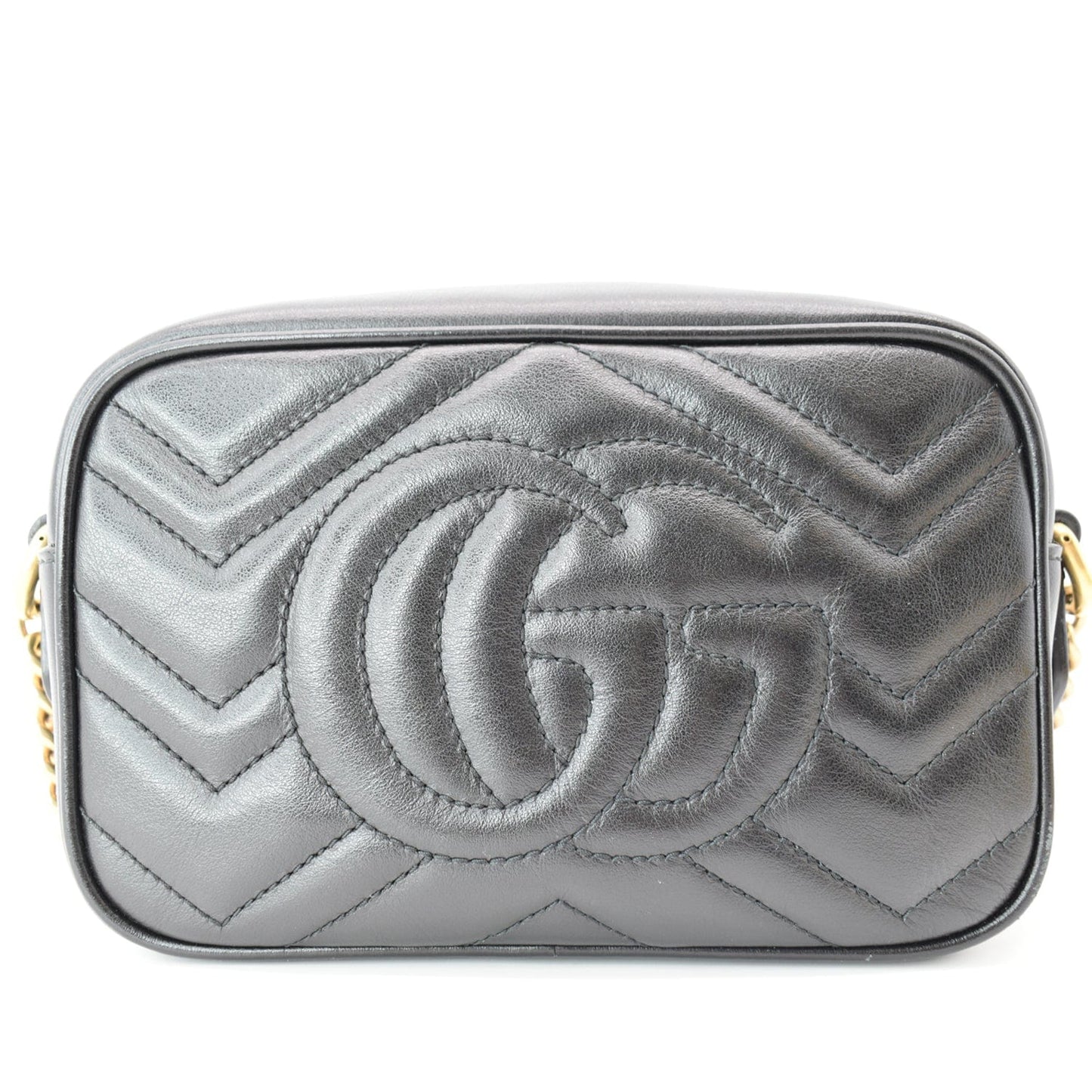 GUCCI GG Marmont Matelasse Mini Leather Crossbody Bag Black 448065