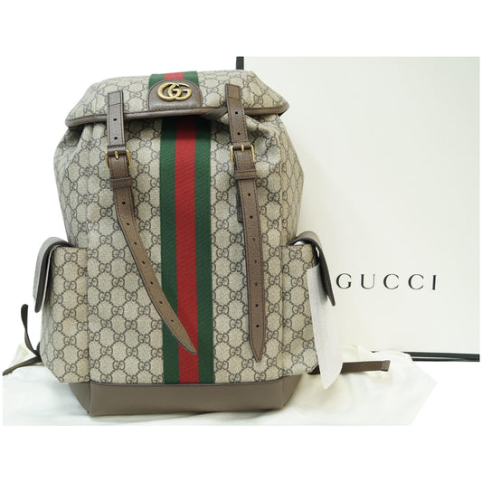 GUCCI Ophidia GG Medium Supreme Canvas Backpack Beige/Ebony 598140