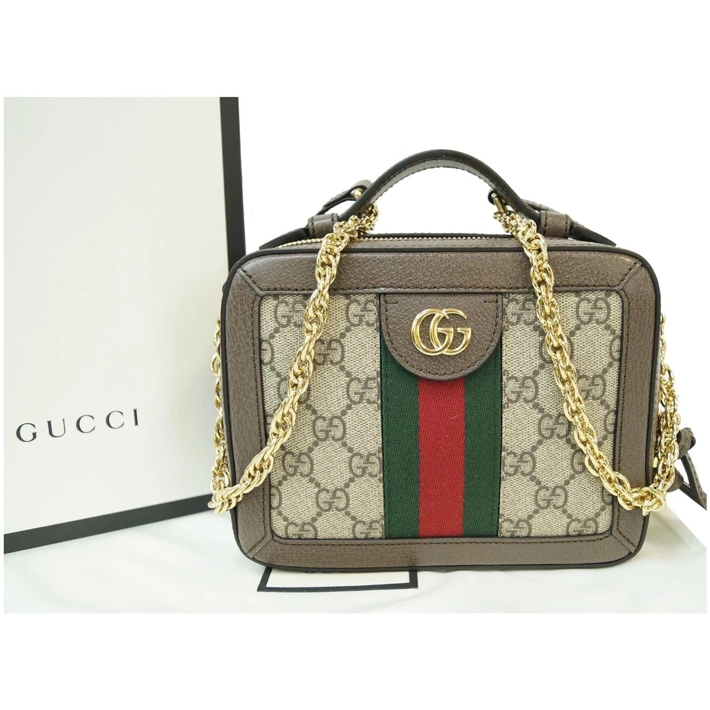 GUCCI Ophidia GG Mini Supreme Shoulder Bag Beige/Ebony 602576