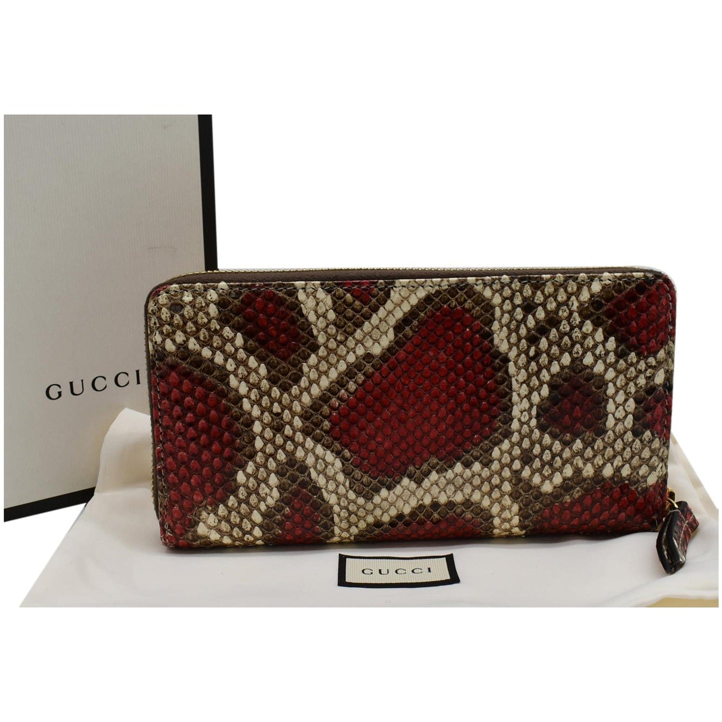 GUCCI GG Marmont Python Leather Zip Around Wallet Multicolor 456117