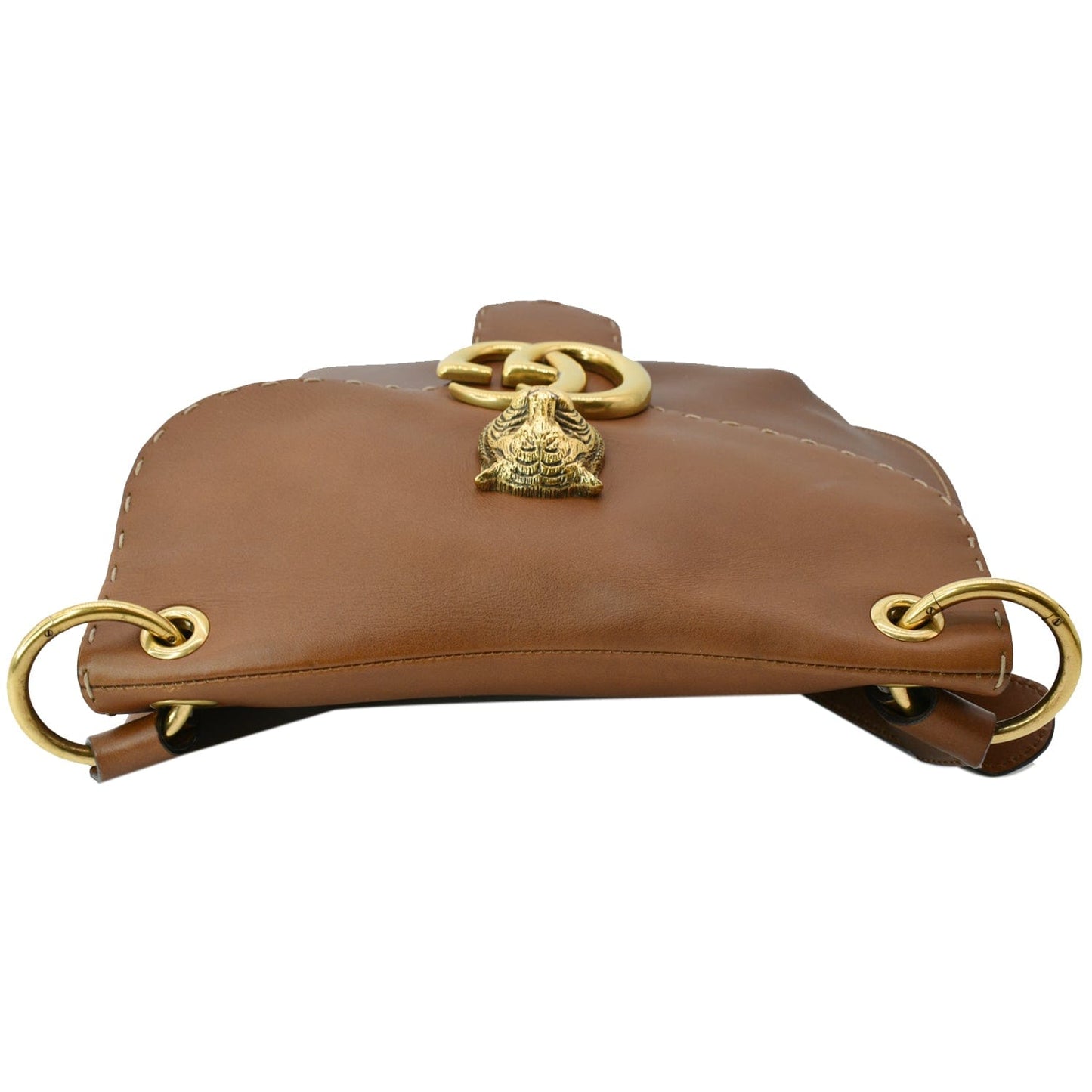 GUCCI GG Marmont Calfskin Leather Shoulder Bag Brown 409154