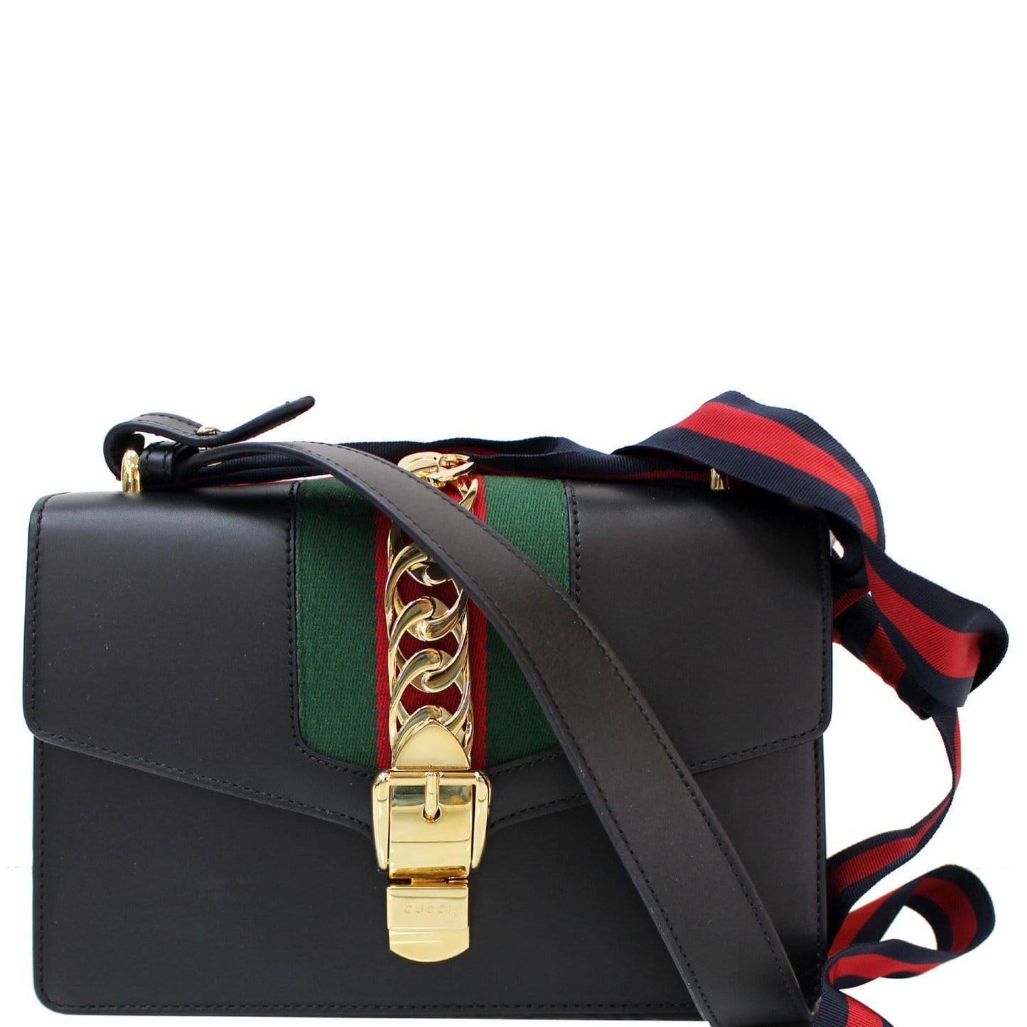 Gucci Sylvie Small Leather Shoulder Bag Black 421882