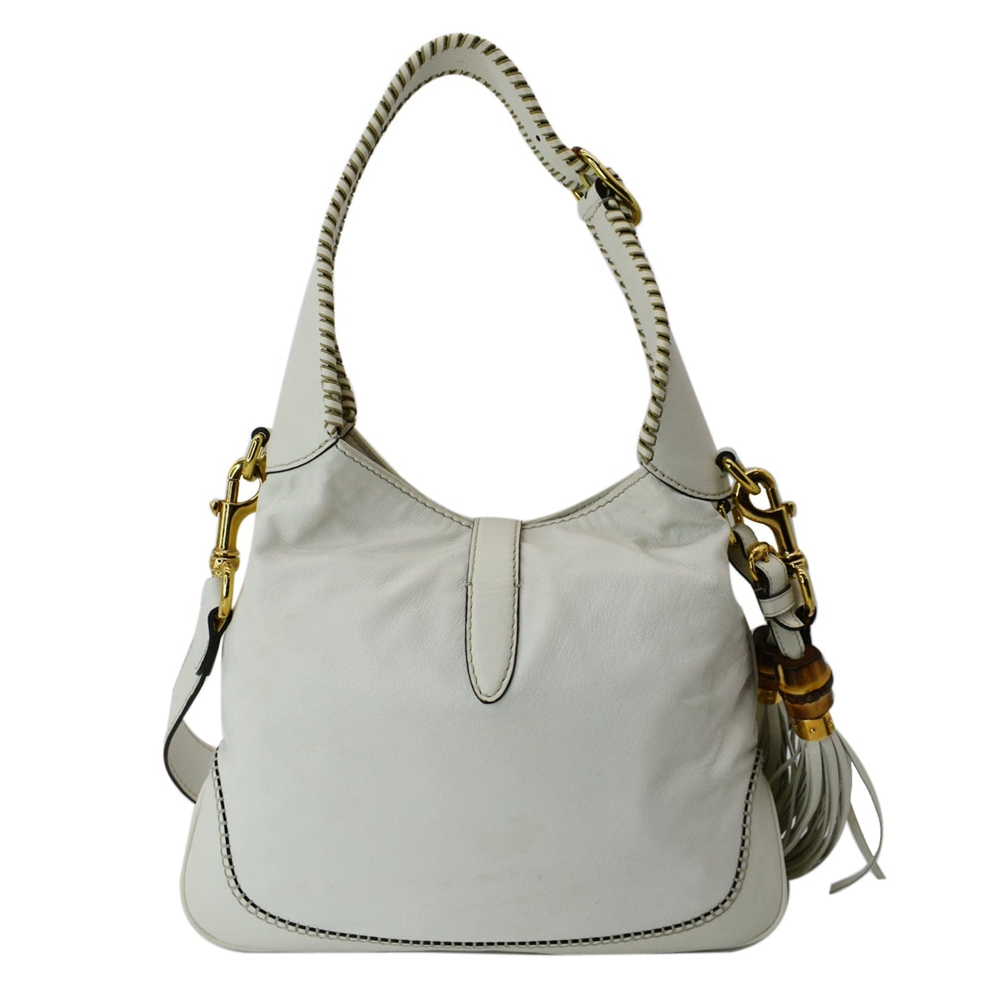 GUCCI Jackie Medium Leather Shoulder Bag White 219725
